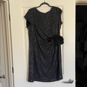 Eloquii Black Sequin Asymmetrical Dress